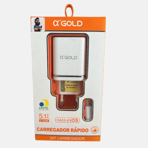 O carregador AI Gold USB-Lightning 5.1A é a solução ideal para quem busca um carregamento rápido e eficiente para seus dispositivos Apple. Com sua corrente de saída de 5.1A e o conector Lightning, ele é capaz de recarregar a bateria do seu iPhone, iPad ou iPod touch de forma rápida e segura.